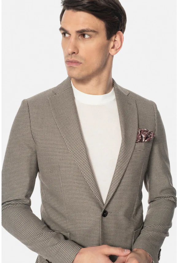 MARYNARKA PIANELLO BEŻOWA SLIM FIT JEDNORZĘDOWA