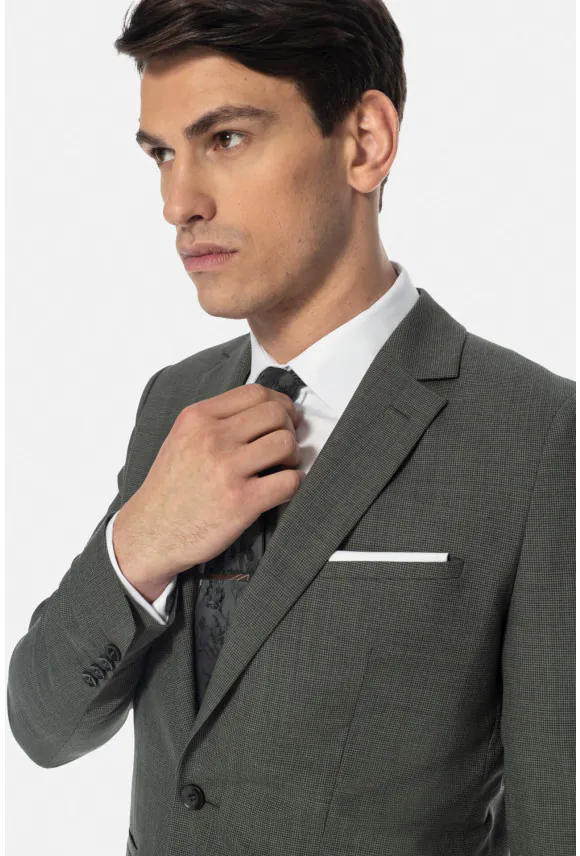 MARYNARKA MORGA ZIELONA SLIM FIT JEDNORZĘDOWA Z WEŁNĄ