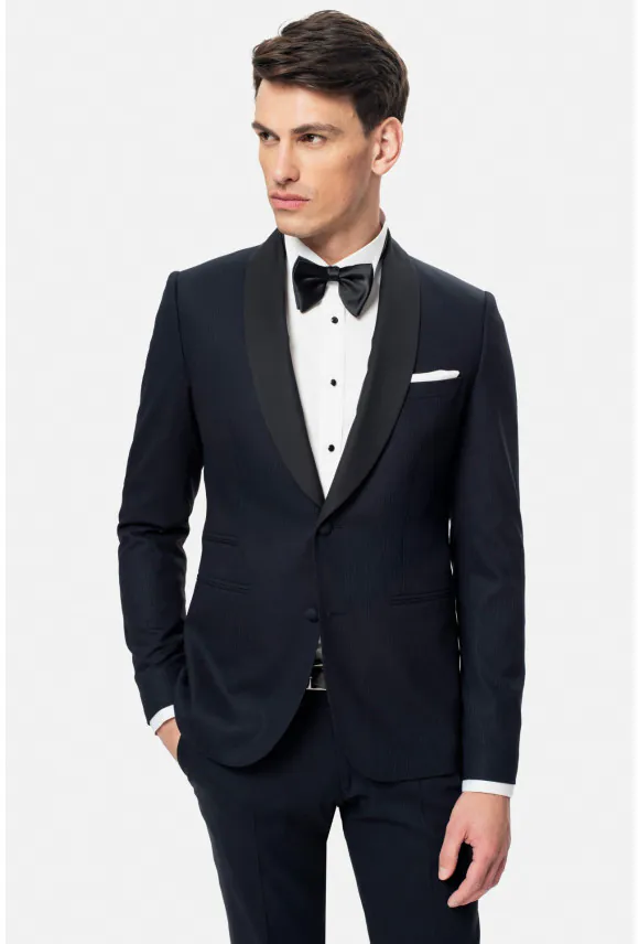 MARYNARKA WINBOW GRANATOWA SLIM FIT JEDNORZĘDOWA Z WEŁNY