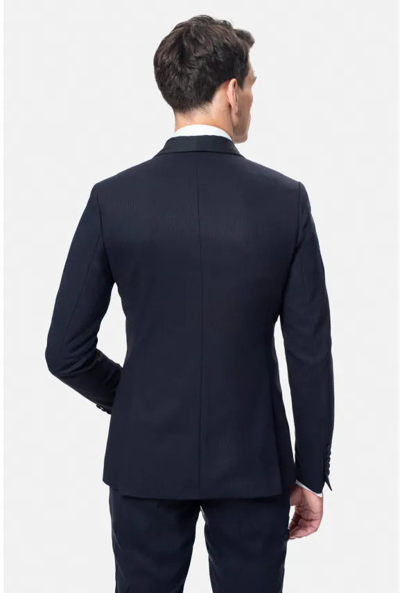 MARYNARKA WINBOW GRANATOWA SLIM FIT JEDNORZĘDOWA Z WEŁNY