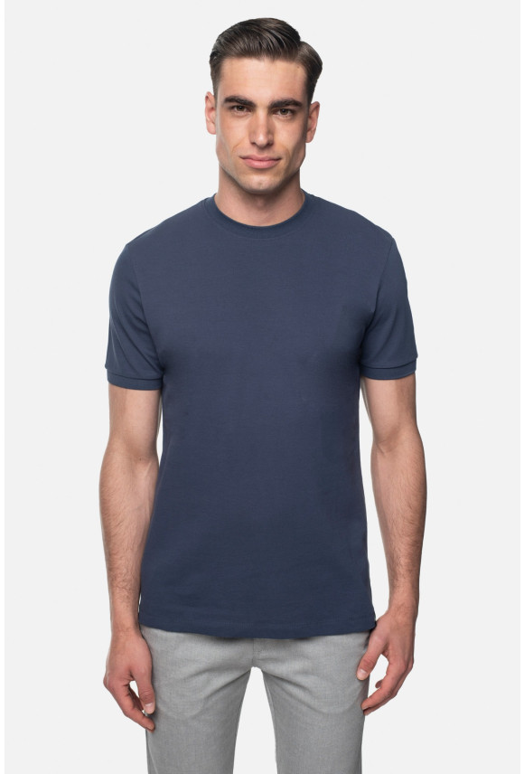 T SHIRT MORAND GRANATOWY Z BAWEŁNY TYPU PIKA T SHIRT MORAND GRANATOWY Z BAWEŁNY TYPU PIKA