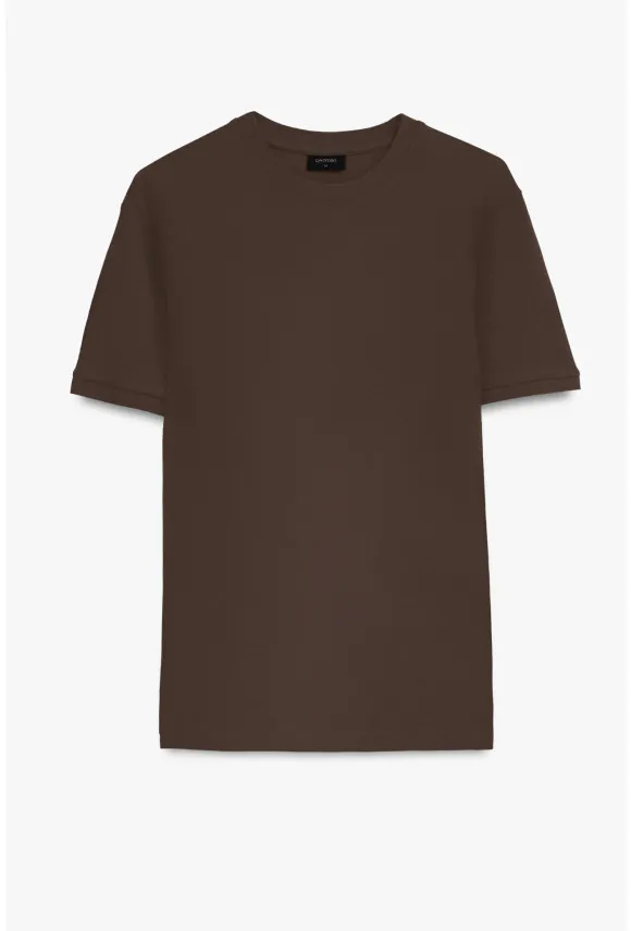 T SHIRT MORAND BRĄZOWY Z BAWEŁNY
