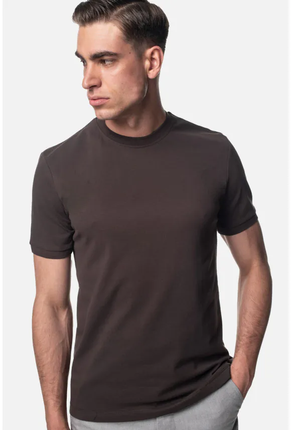 T SHIRT MORAND BRĄZOWY Z BAWEŁNY