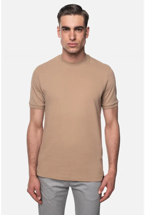 T SHIRT MORAND BEŻOWY Z BAWEŁNY