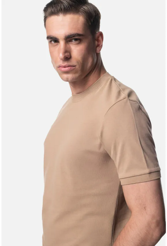 T SHIRT MORAND BEŻOWY Z BAWEŁNY