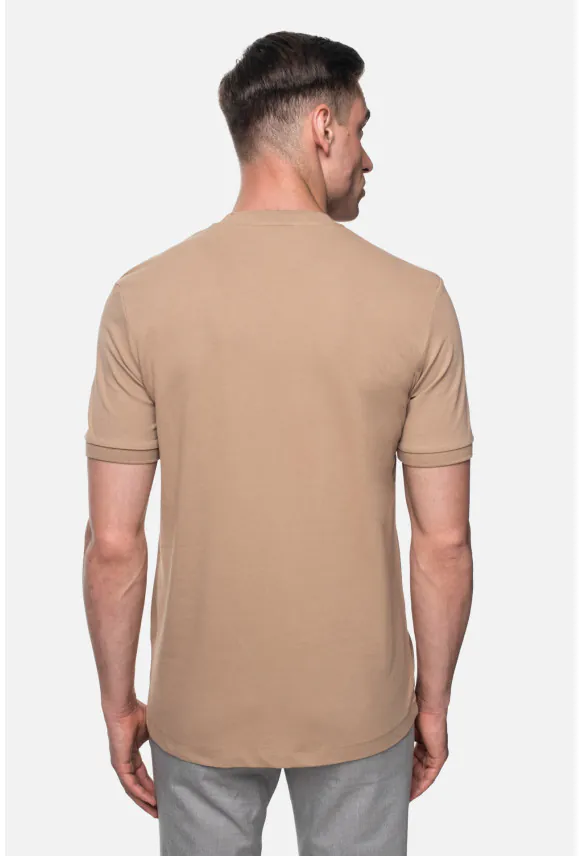 T SHIRT MORAND BEŻOWY Z BAWEŁNY
