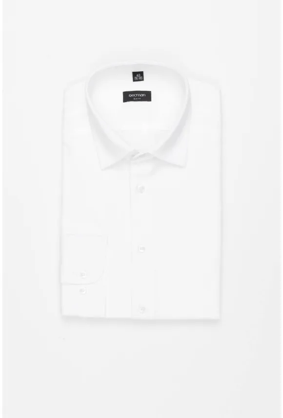 KOSZULA FORMENTO 3306 DŁUGI RĘKAW SLIM FIT BIAŁA Z BAWEŁNY