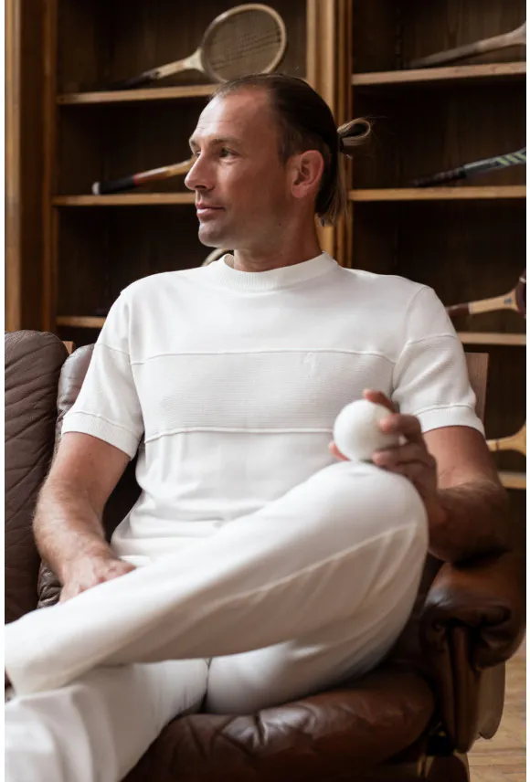 T SHIRT TENNIS CLUB 117 ECRU Z WISKOZY