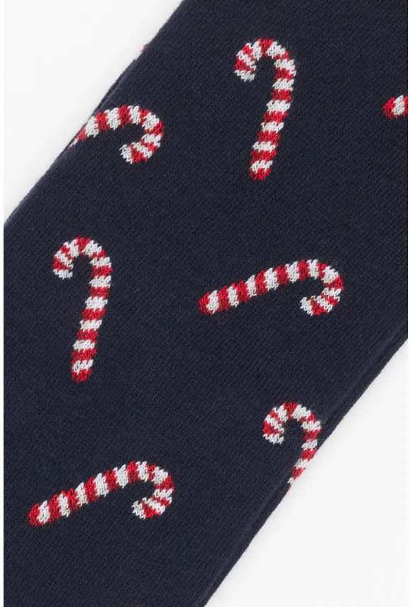 SKARPETY XMAS CANDYCANE1 2 GRANATOWE