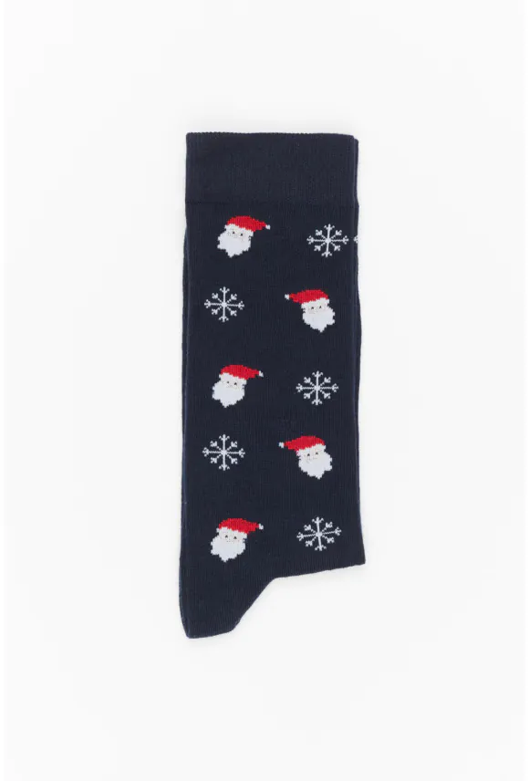 SKARPETY XMAS SANTA CLAUS1 2 GRANATOWE