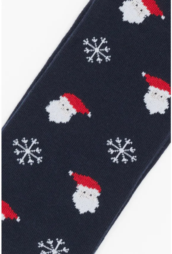 SKARPETY XMAS SANTA CLAUS1 2 GRANATOWE