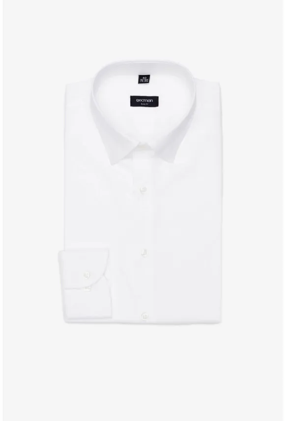 KOSZULA VERSONE 3307C DŁUGI RĘKAW SLIM FIT BIAŁA Z BAWEŁNĄ