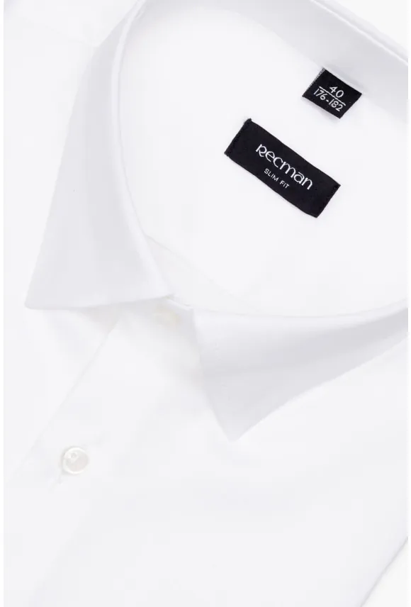KOSZULA VERSONE 3307C DŁUGI RĘKAW SLIM FIT BIAŁA Z BAWEŁNĄ