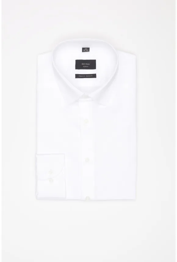 KOSZULA VERSONE 3308C DŁUGI RĘKAW SLIM FIT BIAŁA Z MODALEM