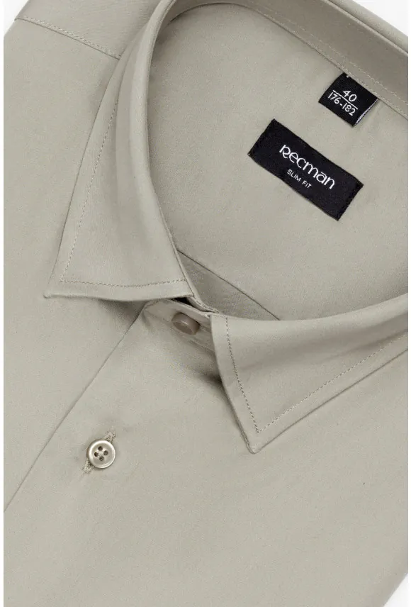 KOSZULA VERSONE 3308C DŁUGI RĘKAW SLIM FIT ZIELONA Z MODALEM