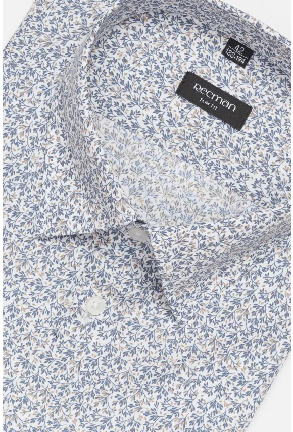 KOSZULA COLINE 3311D DŁUGI RĘKAW SLIM FIT NIEBIESKA Z BAWEŁNY