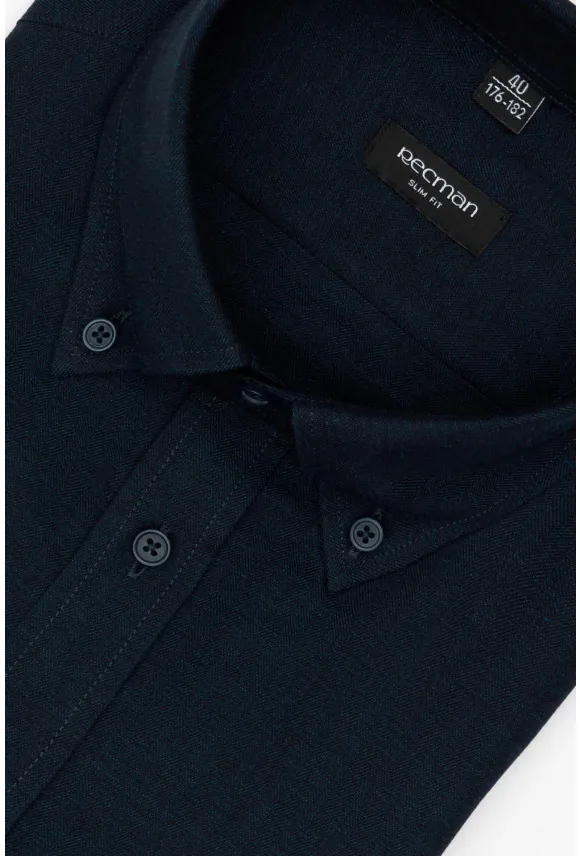 KOSZULA CORSINI 3313D DŁUGI RĘKAW SLIM FIT ZIELONA Z TENCELEM