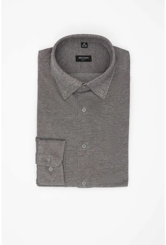 KOSZULA CORSINI 3314D DŁUGI RĘKAW SLIM FIT GRAFITOWA Z BAWEŁNY