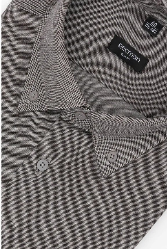KOSZULA CORSINI 3314D DŁUGI RĘKAW SLIM FIT GRAFITOWA Z BAWEŁNY