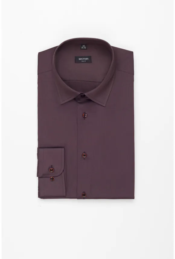 KOSZULA VERSONE 3309T DŁUGI RĘKAW SLIM FIT FIOLETOWA Z BAWEŁNĄ