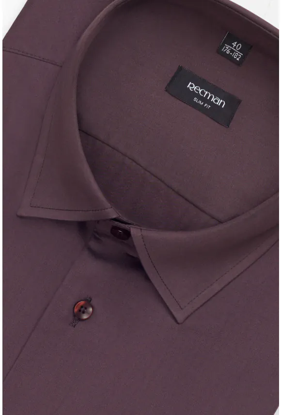 KOSZULA VERSONE 3309T DŁUGI RĘKAW SLIM FIT FIOLETOWA Z BAWEŁNĄ