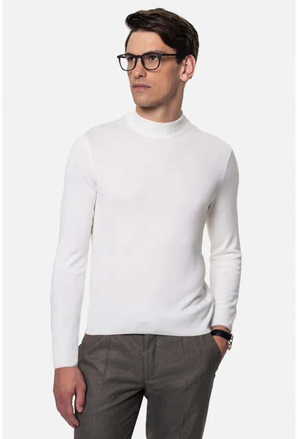 SWETER GIUNTI PÓŁGOLF ECRU Z WISKOZY
