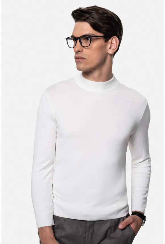SWETER GIUNTI PÓŁGOLF ECRU Z WISKOZY