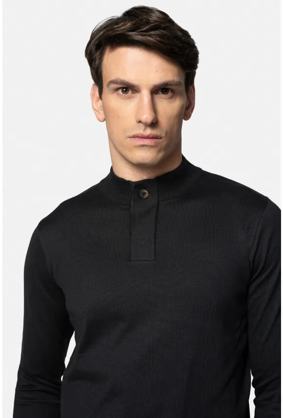 SWETER TIMO TROYER/TYPU TROYER CZARNY Z BAWEŁNĄ
