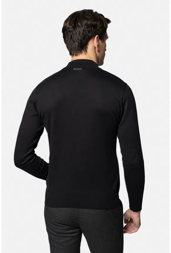 SWETER TIMO TROYER/TYPU TROYER CZARNY Z BAWEŁNĄ