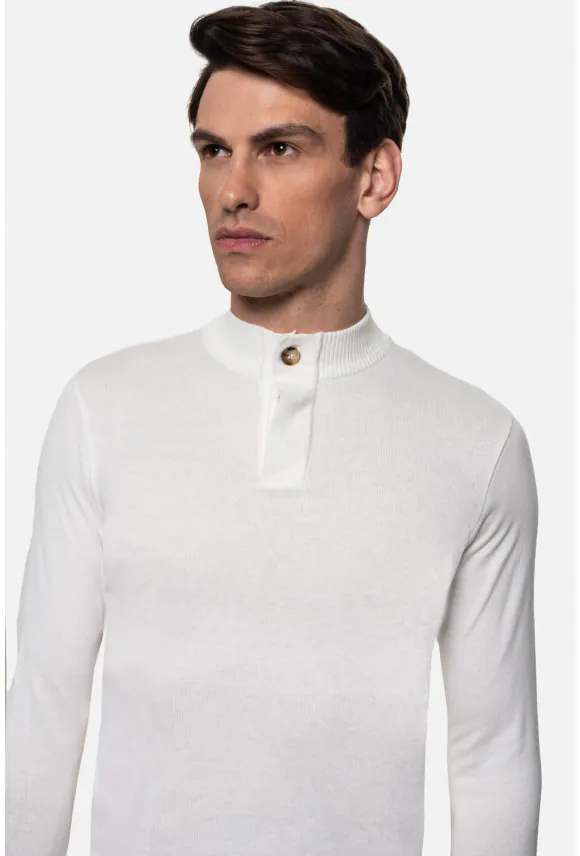 SWETER TIMO TROYER/TYPU TROYER ECRU Z BAWEŁNĄ
