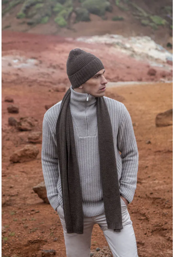 SWETER TURIA TROYER/TYPU TROYER BEŻOWY Z BAWEŁNĄ