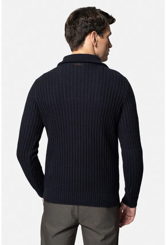 SWETER TURIA TROYER/TYPU TROYER GRANATOWY Z BAWEŁNĄ