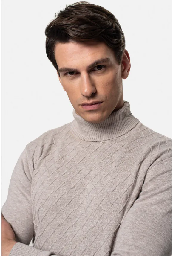 SWETER RODENAS GOLF BEŻOWY Z BAWEŁNĄ