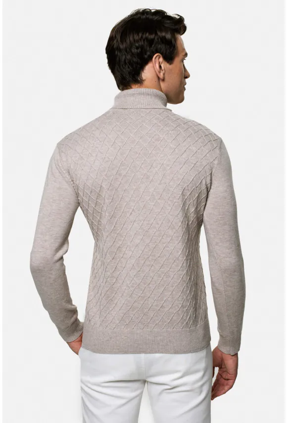 SWETER RODENAS GOLF BEŻOWY Z BAWEŁNĄ
