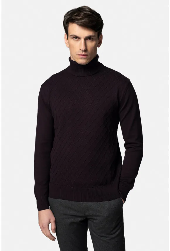 SWETER RODENAS GOLF FIOLETOWY Z BAWEŁNĄ