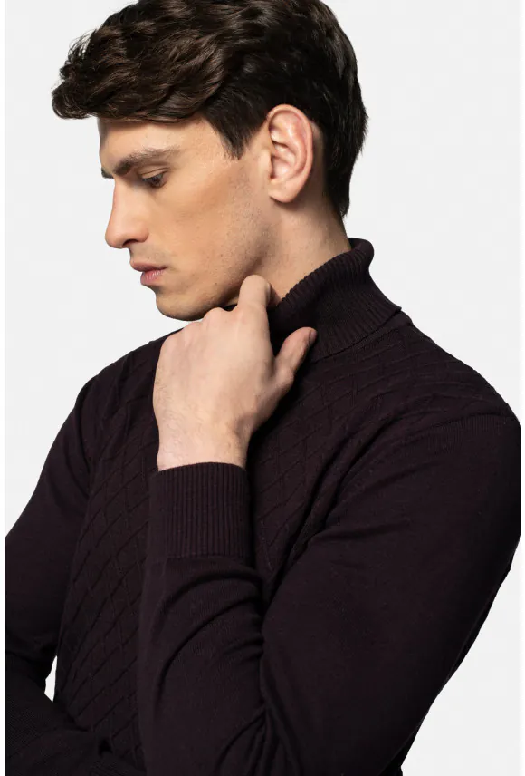SWETER RODENAS GOLF FIOLETOWY Z BAWEŁNĄ