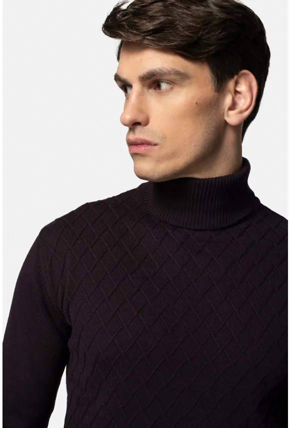 SWETER RODENAS GOLF FIOLETOWY Z BAWEŁNĄ