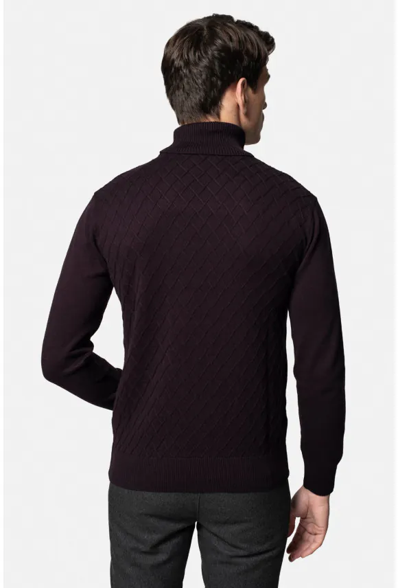 SWETER RODENAS GOLF FIOLETOWY Z BAWEŁNĄ