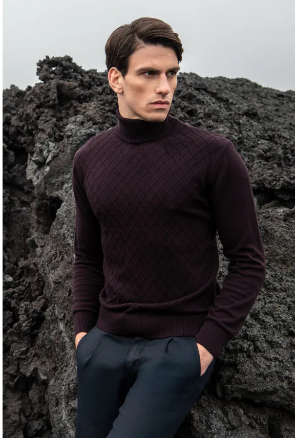 SWETER RODENAS GOLF FIOLETOWY Z BAWEŁNĄ