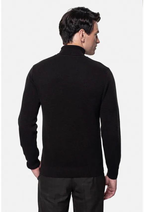 SWETER NARO GOLF BRĄZOWY Z BAWEŁNĄ