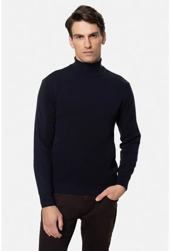 SWETER NARO GOLF GRANATOWY Z BAWEŁNĄ