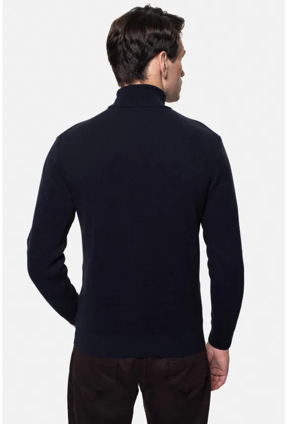 SWETER NARO GOLF GRANATOWY Z BAWEŁNĄ