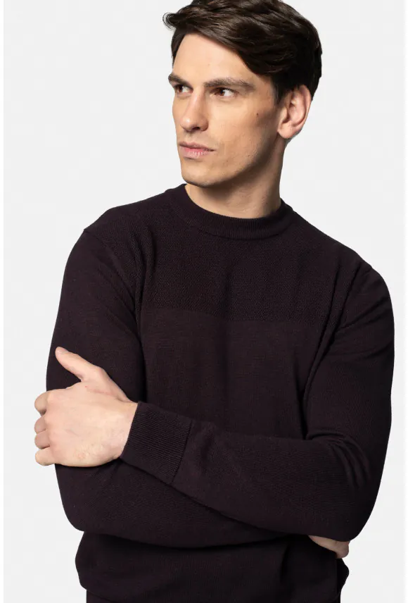 SWETER COMO Z OKRĄGŁYM DEKOLTEM FIOLETOWY Z BAWEŁNĄ
