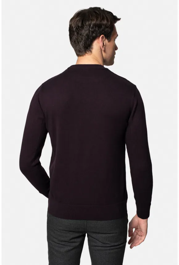 SWETER COMO Z OKRĄGŁYM DEKOLTEM FIOLETOWY Z BAWEŁNĄ