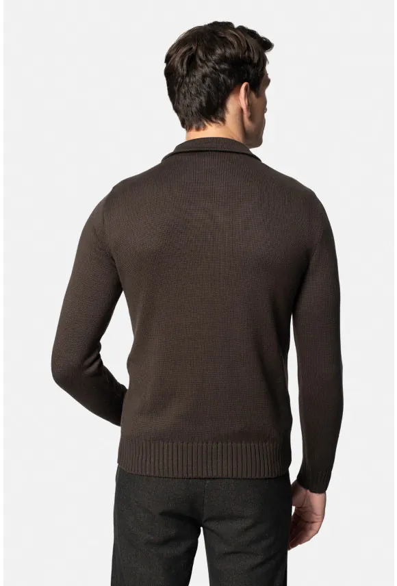 SWETER ALTER ROZPINANY BRĄZOWY Z BAWEŁNĄ