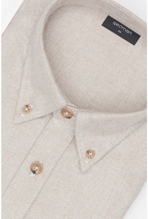 KOSZULA FORMENTO 3318C DŁUGI RĘKAW SLIM FIT BEŻOWA FLANELA