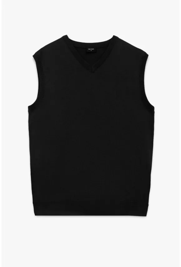 SWETER VELINI Z DEKOLTEM TYPU SEREK CZARNY Z BAWEŁNĄ