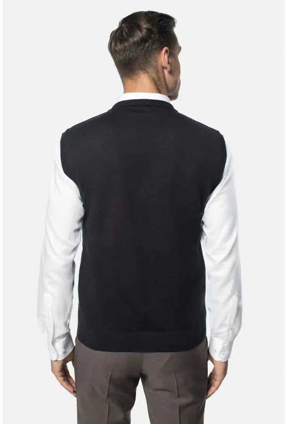 SWETER VELINI Z DEKOLTEM TYPU SEREK CZARNY Z BAWEŁNĄ