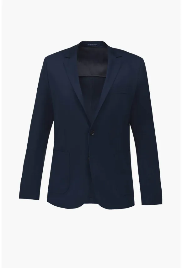 MARYNARKA TENNIS CLUB 102 GRANATOWA SLIM FIT JEDNORZĘDOWA Z BAWEŁNY