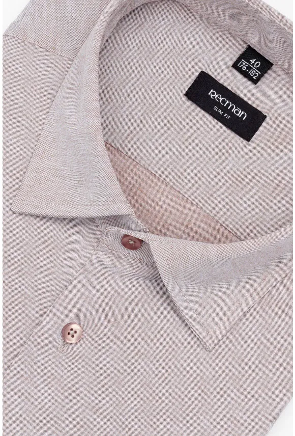 KOSZULA FORMENTO 3319 DŁUGI RĘKAW SLIM FIT BEŻOWA